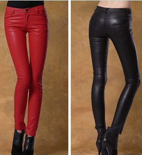 women's plus size black leather pants